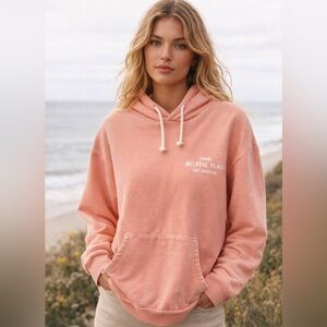 Frame Denim Melrose Place Hoodie Peach Pink Pullover Size Large
